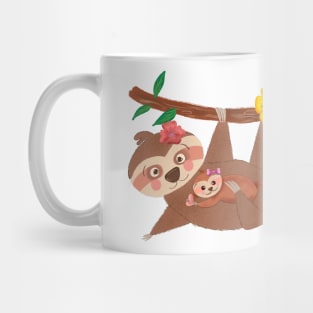 Cute baby sloth and mom Mug